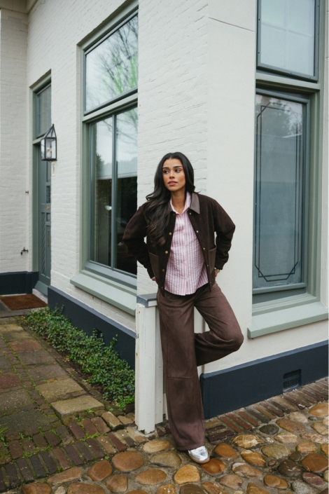 Fluresk roze dames blouse | Sfeerbeeld, In situatie