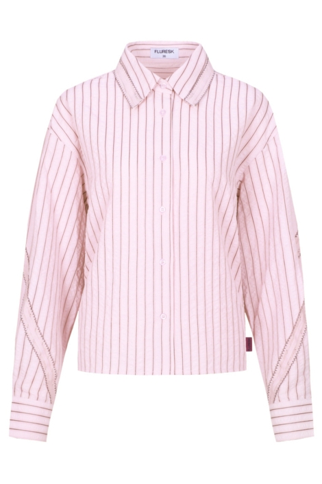 Fluresk roze dames blouse | Vooraanzicht