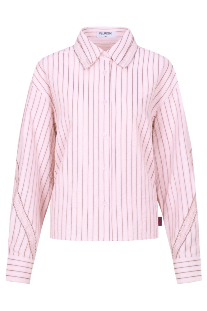 Fluresk roze dames blouse | Vooraanzicht