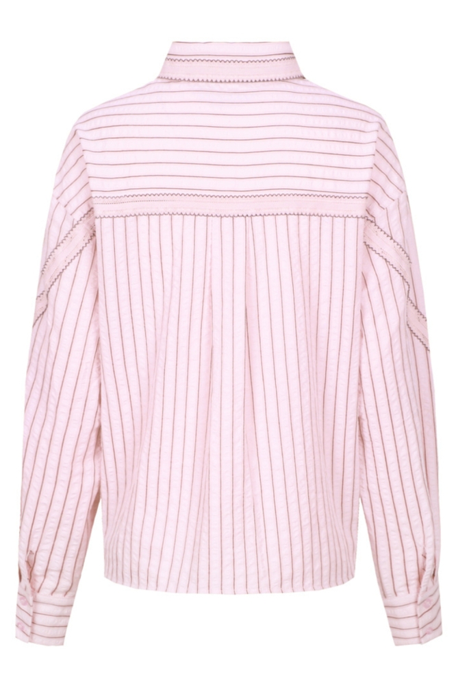Fluresk roze dames blouse | Achteraanzicht