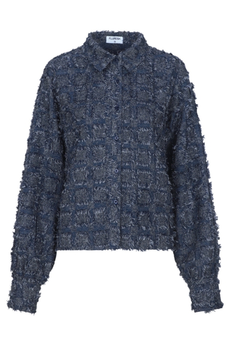 Fluresk blauwe dames blouse | Vooraanzicht