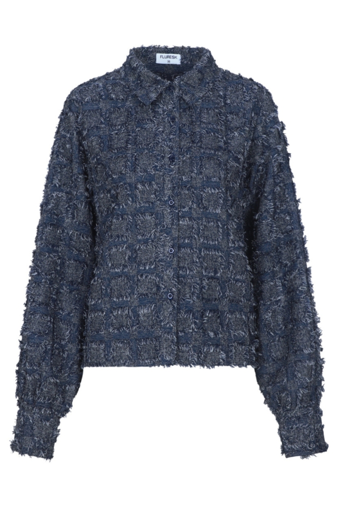 Fluresk blauwe dames blouse | Vooraanzicht
