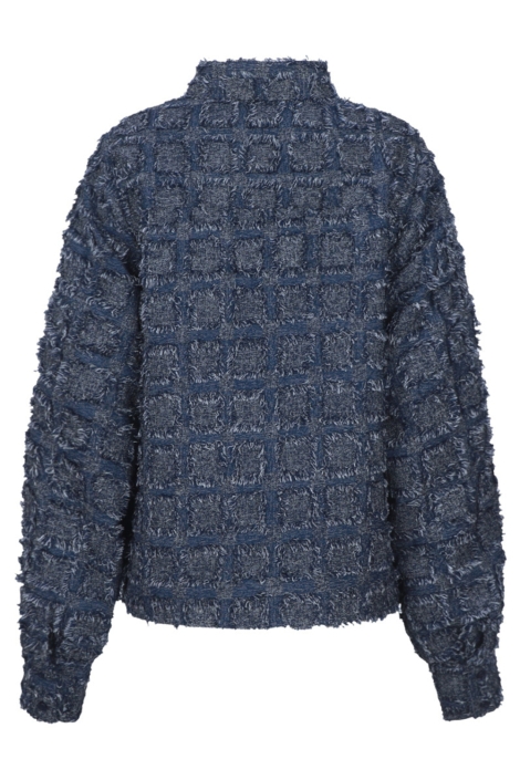 Fluresk blauwe dames blouse | Achteraanzicht