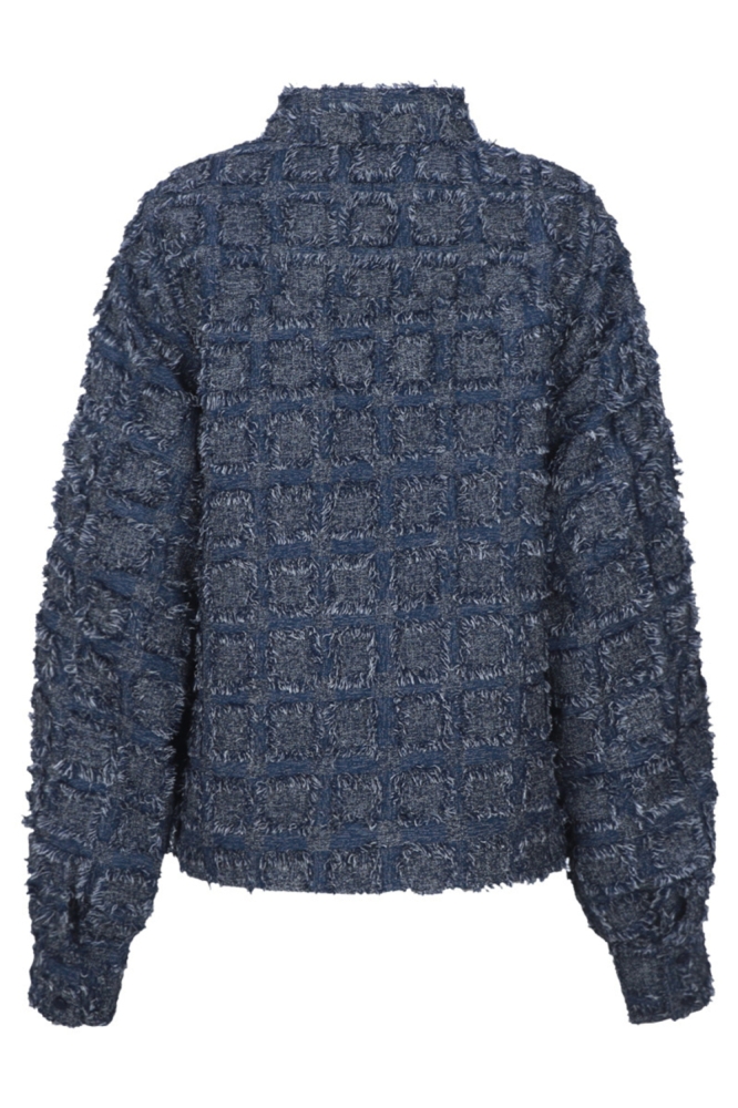 Fluresk blauwe dames blouse | Achteraanzicht