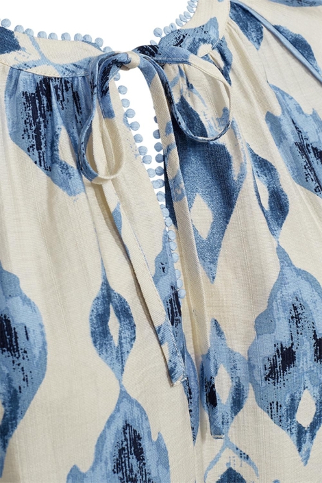 Freequent blauwe dames blouse | Close up