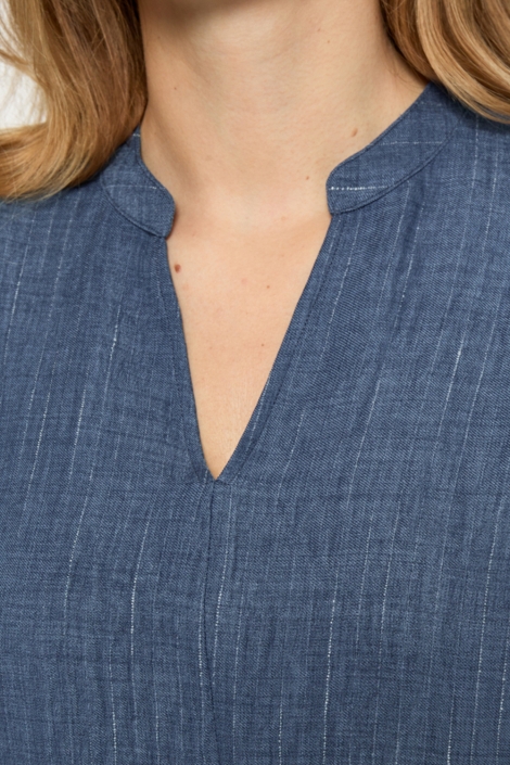 Peppercorn blauwe dames blouse | Close up