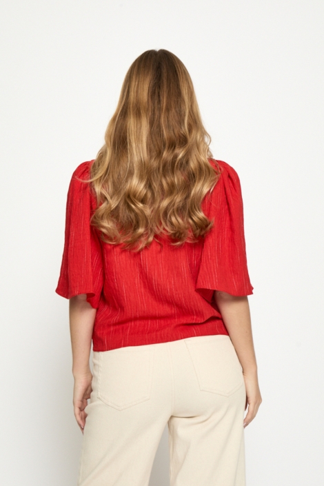 Peppercorn rode dames t-shirt | Model achteraanzicht