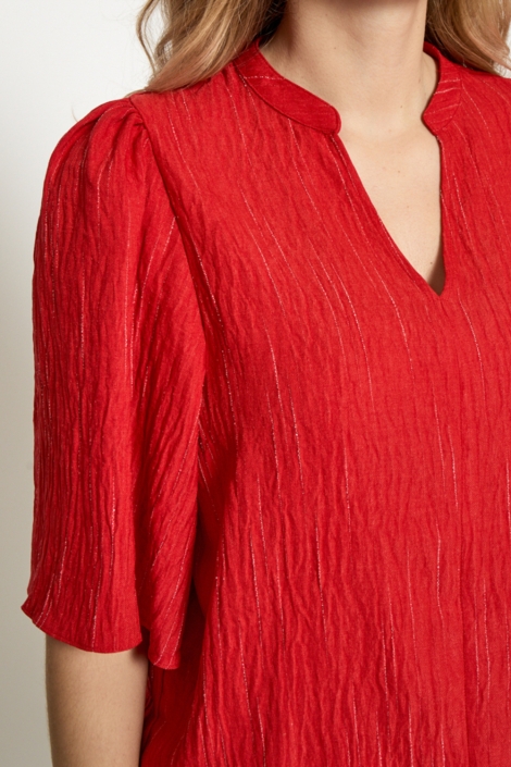 Peppercorn rode dames blouse | Close up