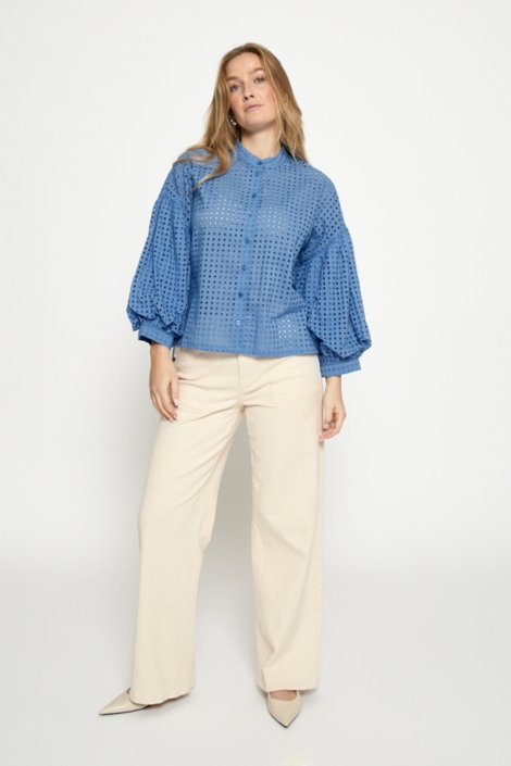 Peppercorn blauwe dames blouse | Model