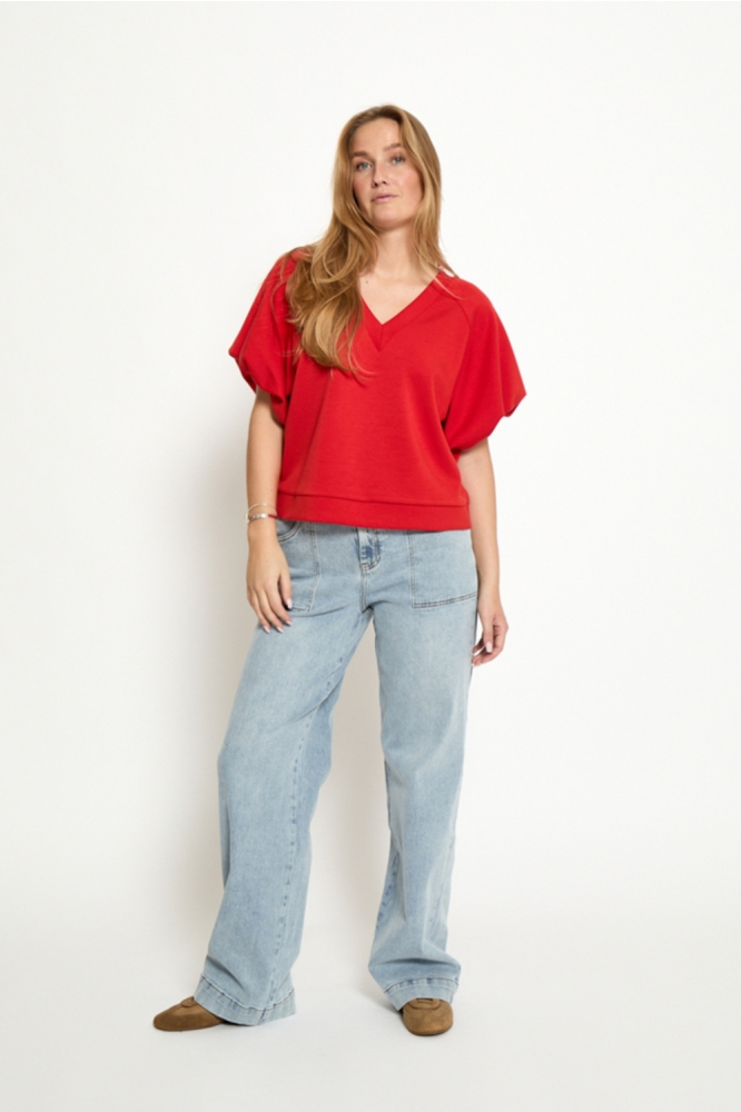 Peppercorn rode dames sweater | Model