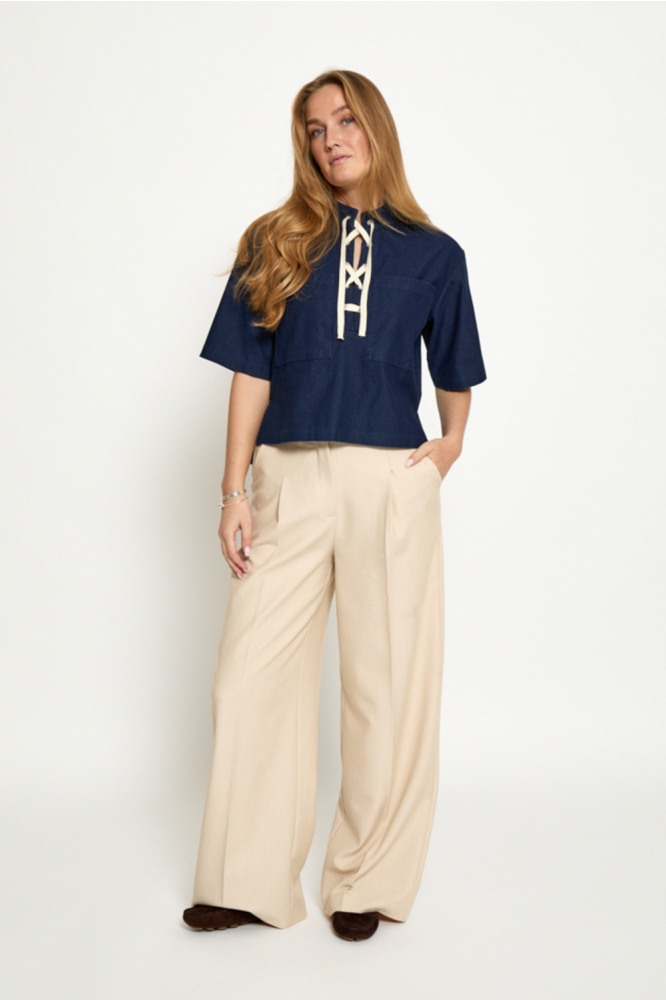 Peppercorn blauwe dames blouse | Vooraanzicht