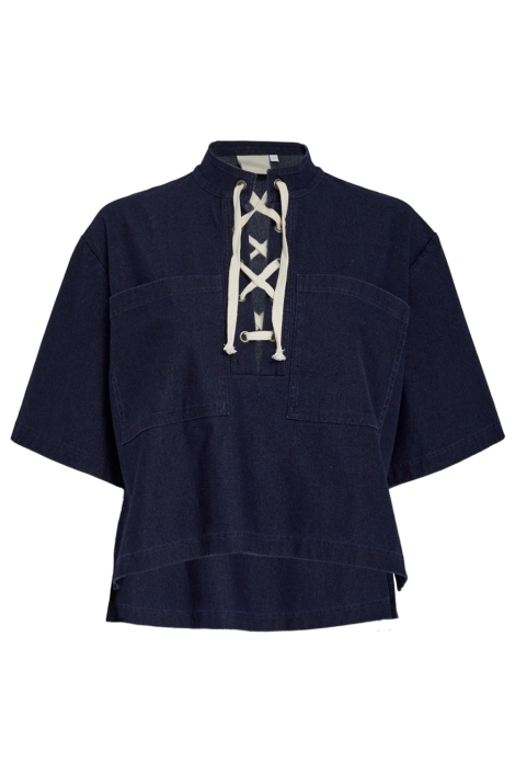 Peppercorn blauwe dames blouse | Close up