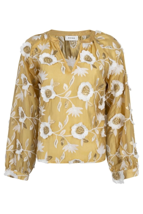 Aaiko gouden dames blouse | Vooraanzicht
