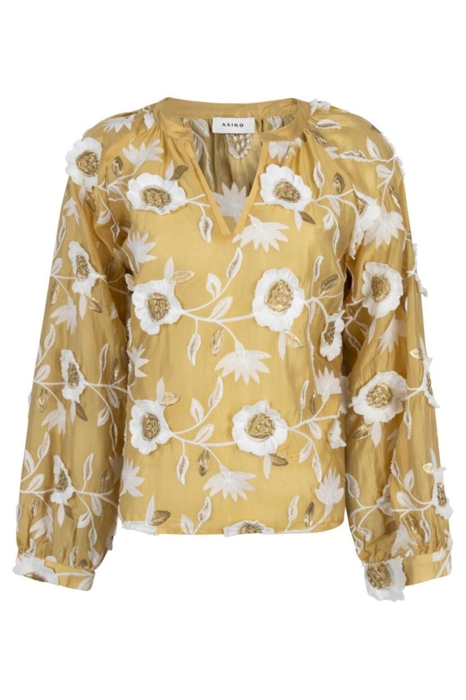 Aaiko gouden dames blouse | Vooraanzicht