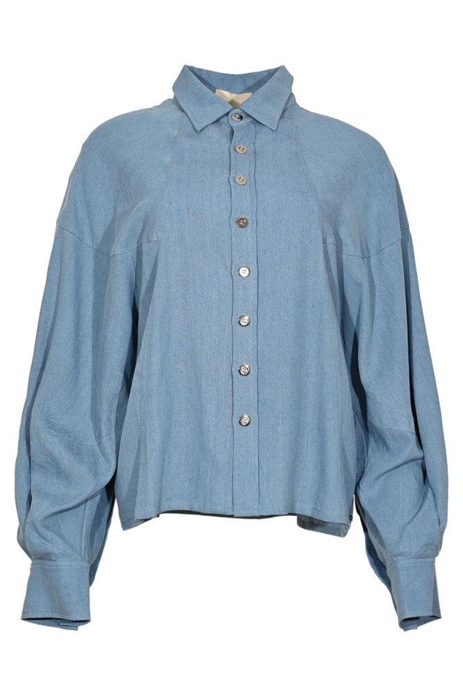 Maicazz blauwe dames blouse | Vooraanzicht