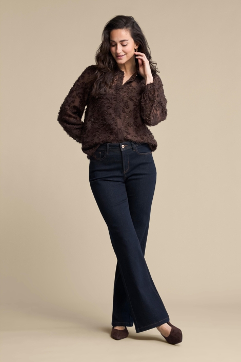 Red Button bruine dames blouse | Model