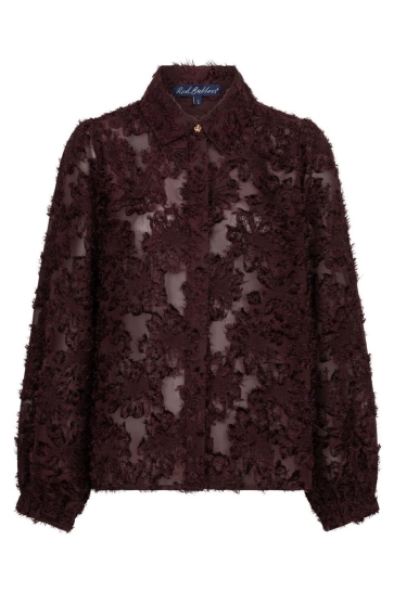 Red Button Blouse BLOUSE FRINGES SRB5010 Burgundy
