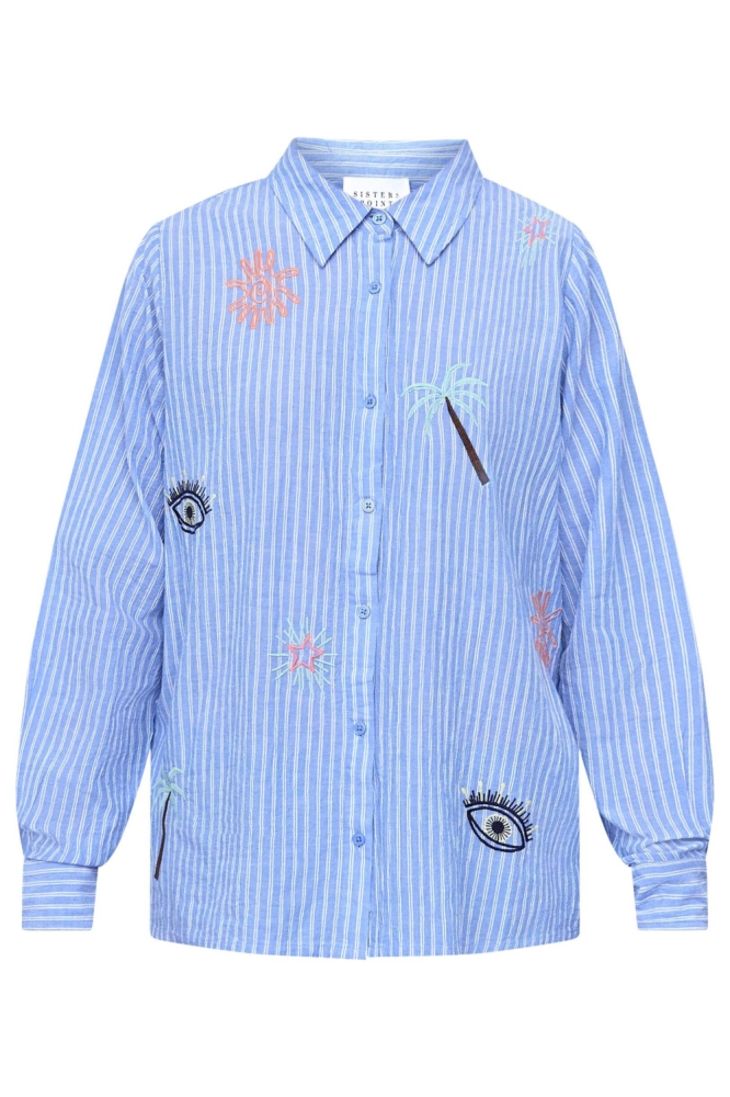 SisterS point blauwe dames blouse | Vooraanzicht