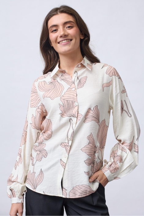 SisterS point beige dames blouse | Model vooraanzicht