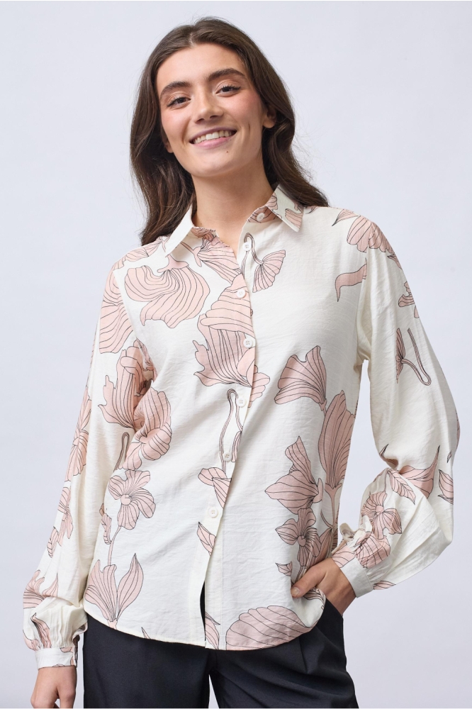 SisterS point beige dames blouse | Model vooraanzicht