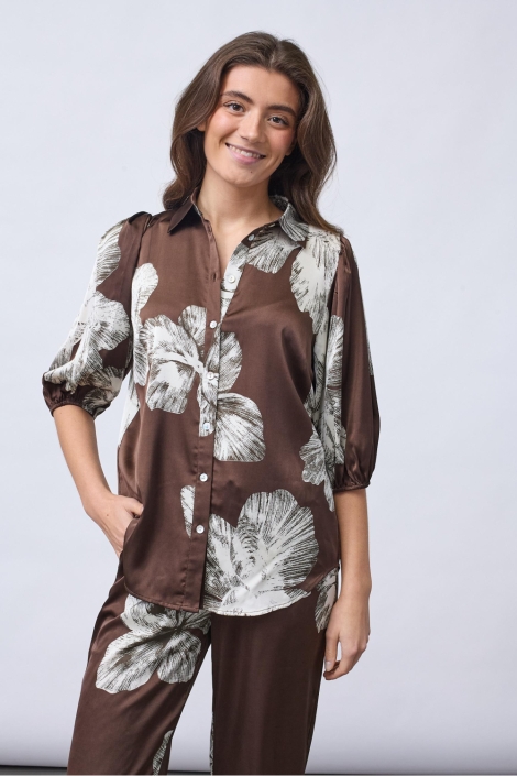SisterS point bruine dames blouse | Model vooraanzicht