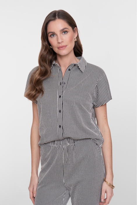 Geisha zwarte dames blouse | Achteraanzicht