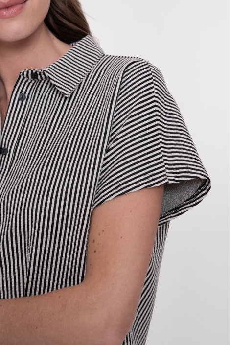 Geisha zwarte dames blouse | Model vooraanzicht