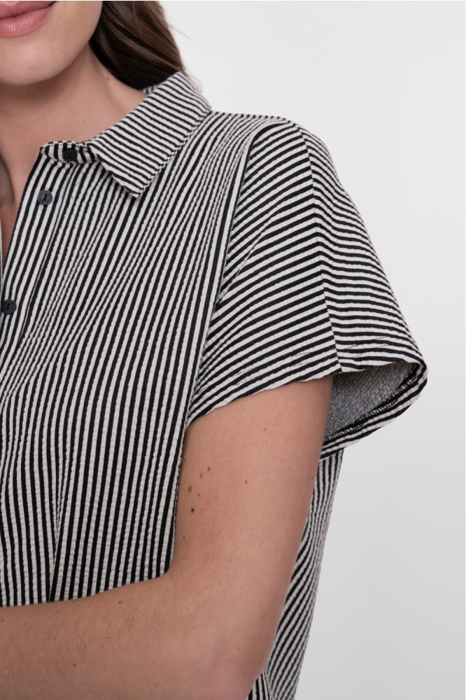 Geisha zwarte dames blouse | Model vooraanzicht