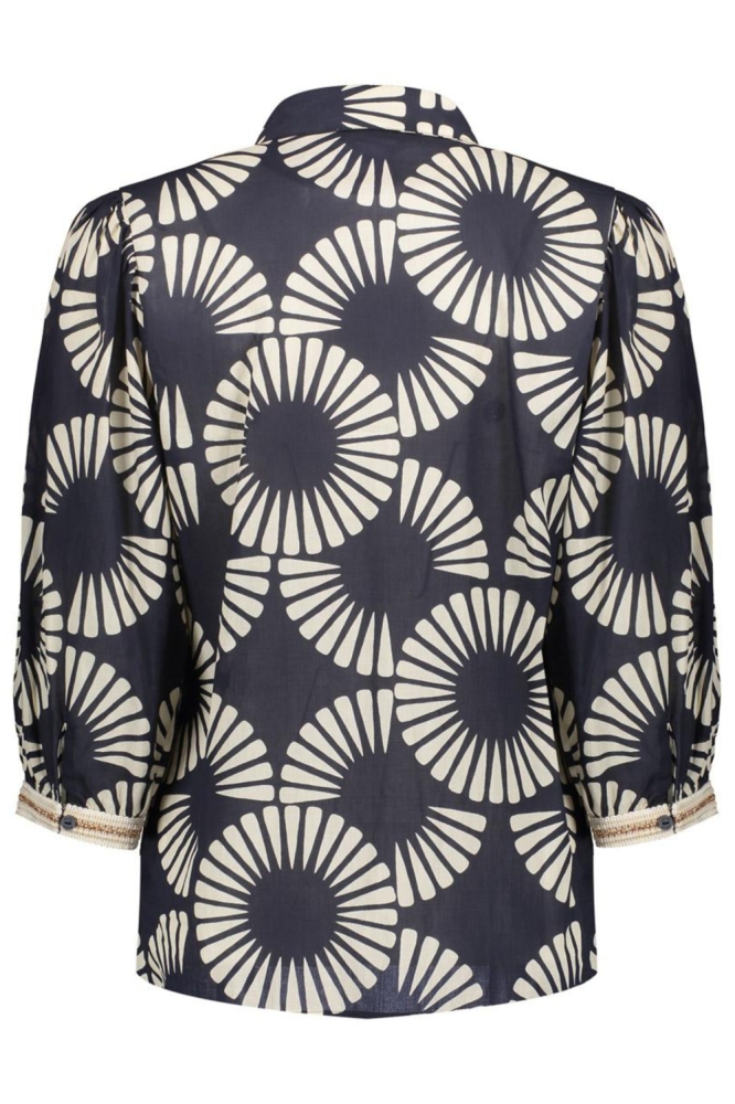 Geisha zwarte dames blouse | Achteraanzicht