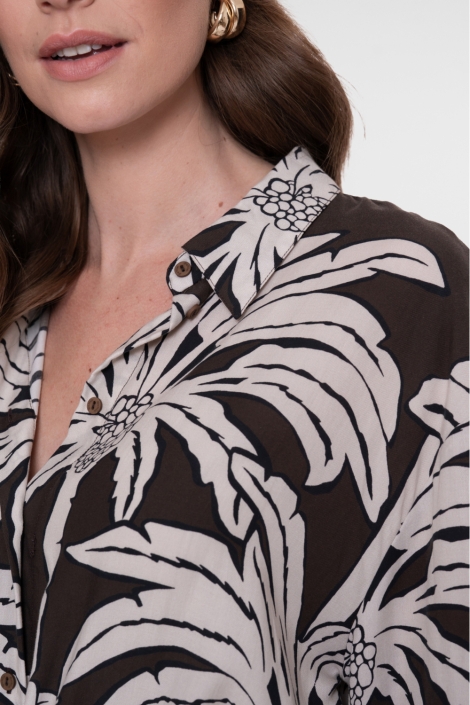 Geisha bruine dames blouse | Kleurstaal