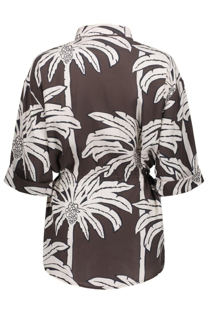 Geisha bruine dames blouse | Achteraanzicht