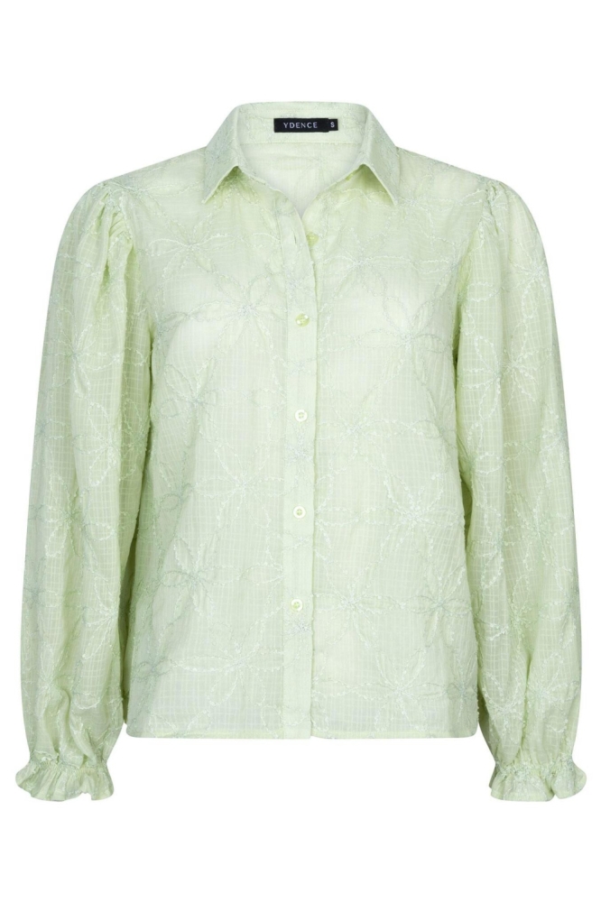 Ydence groene dames blouse | Vooraanzicht
