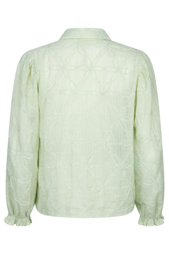 Ydence groene dames blouse | Achteraanzicht
