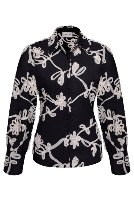 Kimara blauwe dames blouse | Vooraanzicht