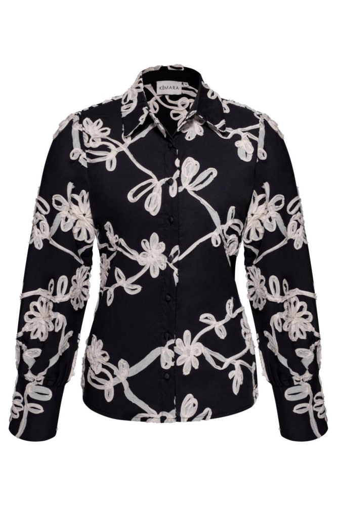 Kimara blauwe dames blouse | Vooraanzicht