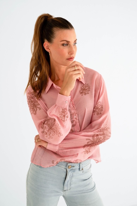 Maicazz roze dames blouse | Model vooraanzicht