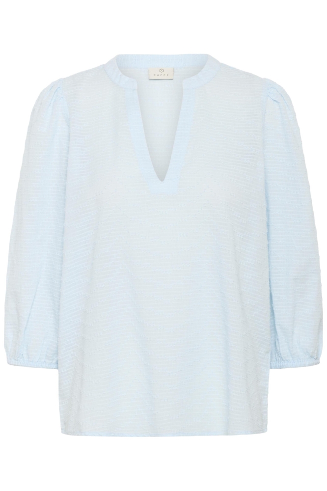 Kaffe blauwe dames blouse | Vooraanzicht