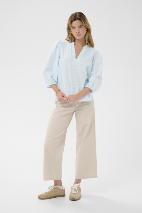 Kaffe blauwe dames blouse | Model