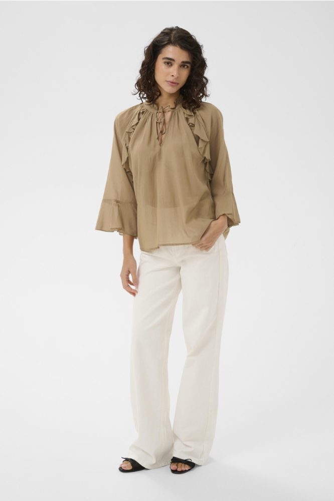 Kaffe camel dames blouse | Model