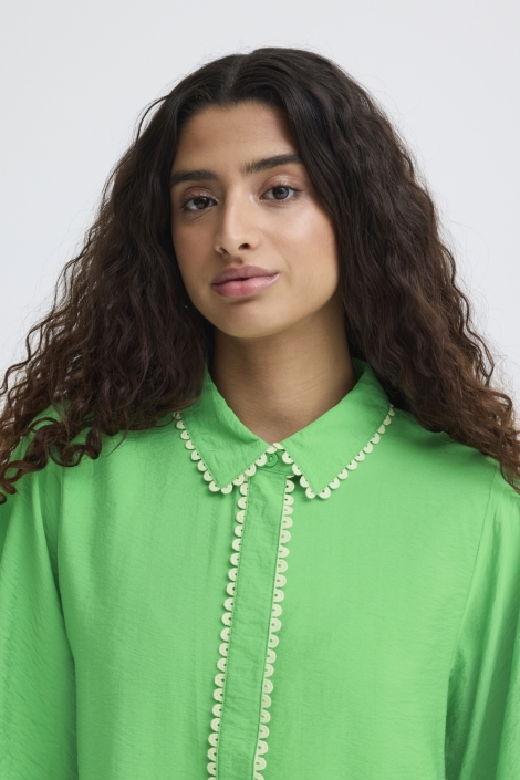 Ichi groene dames blouse | Close up