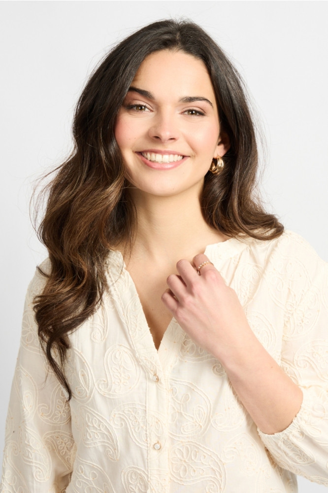 C&S The Label beige dames blouse | Close up