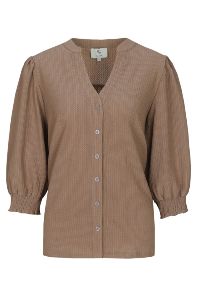 C&S The Label taupe dames blouse | Vooraanzicht