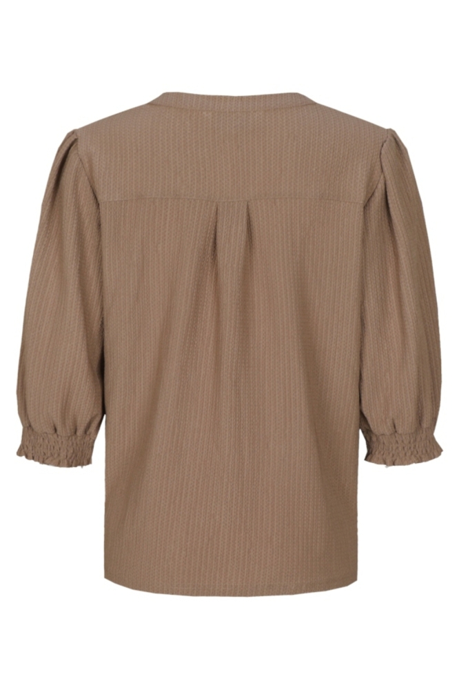 C&S The Label taupe dames blouse | Achteraanzicht
