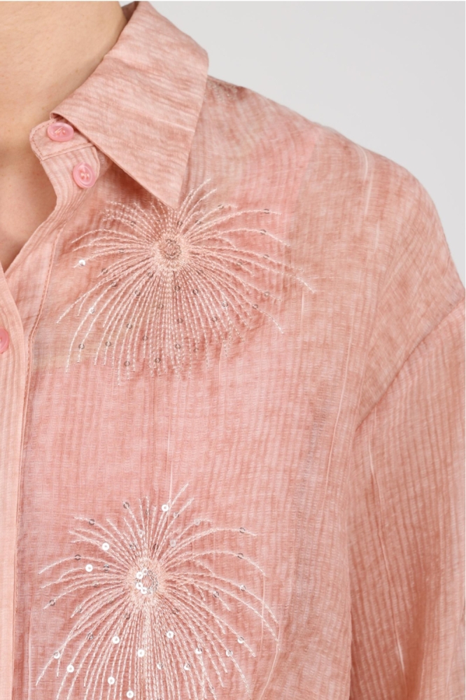 Nukus roze dames blouse | Close up