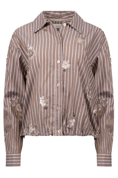 Nukus taupe dames blouse | Vooraanzicht