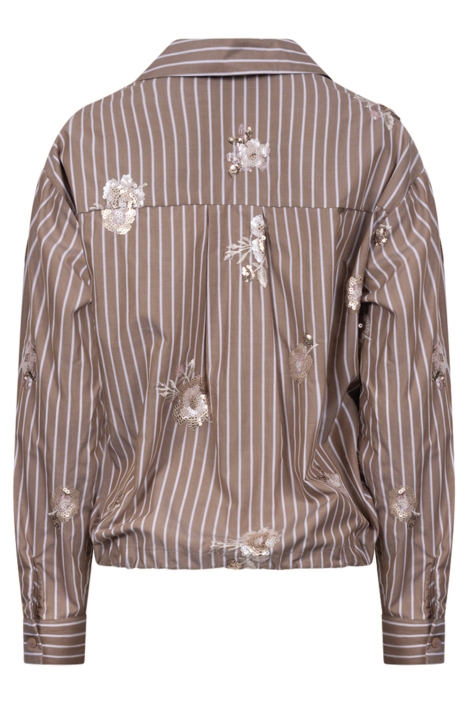Nukus taupe dames blouse | Achteraanzicht