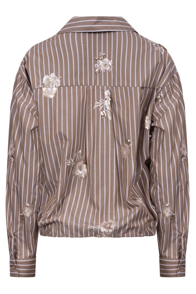 Nukus taupe dames blouse | Achteraanzicht