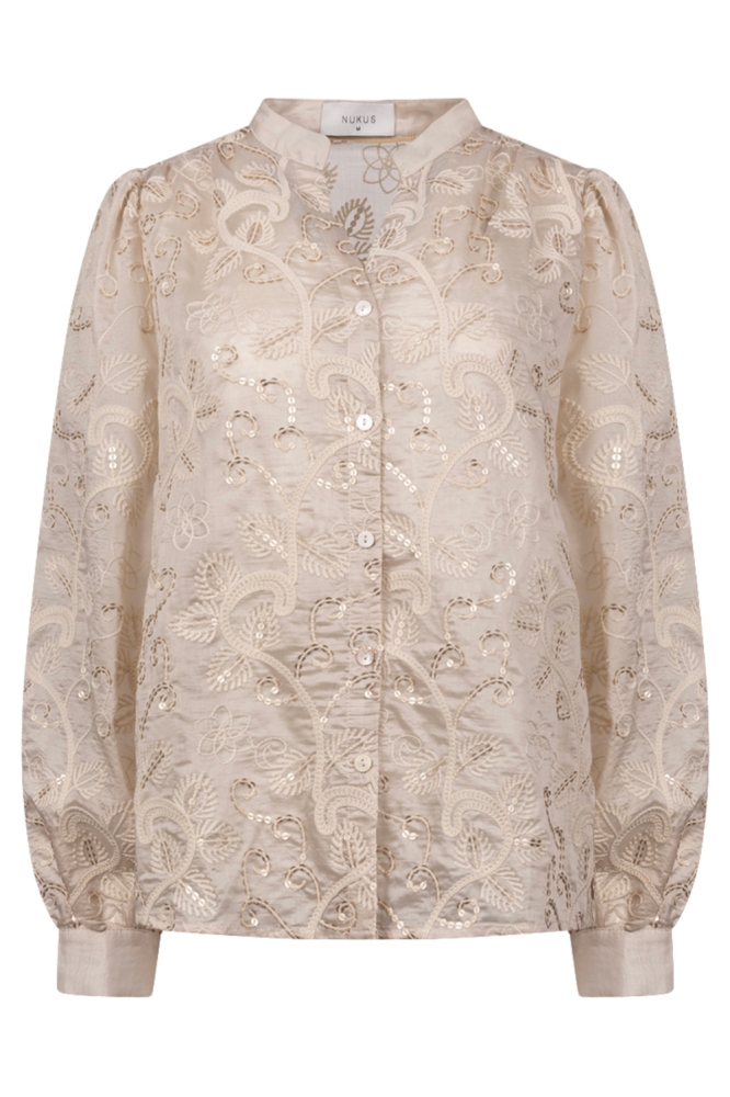 Nukus zand dames blouse | Vooraanzicht