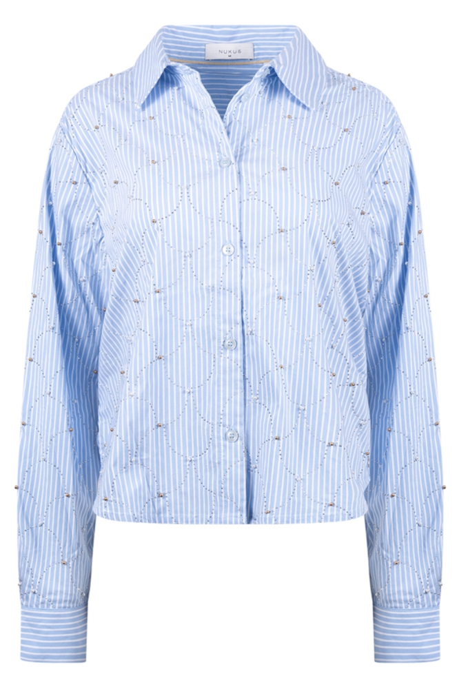 Nukus blauwe dames blouse | Vooraanzicht