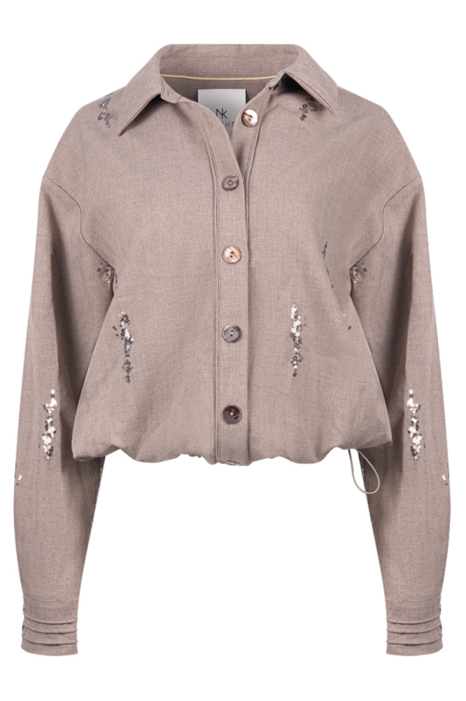 Nukus taupe dames blouse | Vooraanzicht